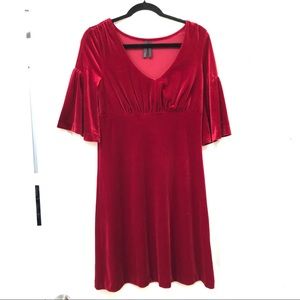 Old Navy | Bell Sleeve Red Velvet Dress
